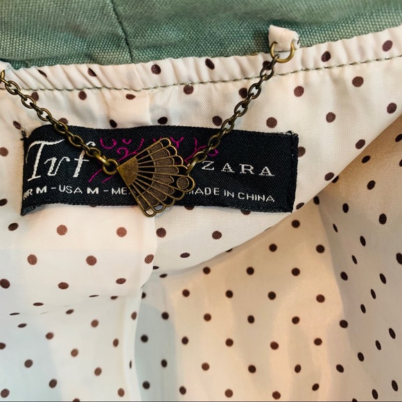 Zara / Olive Green Embroider Fully Lined Jacket - Picture 7 of 8